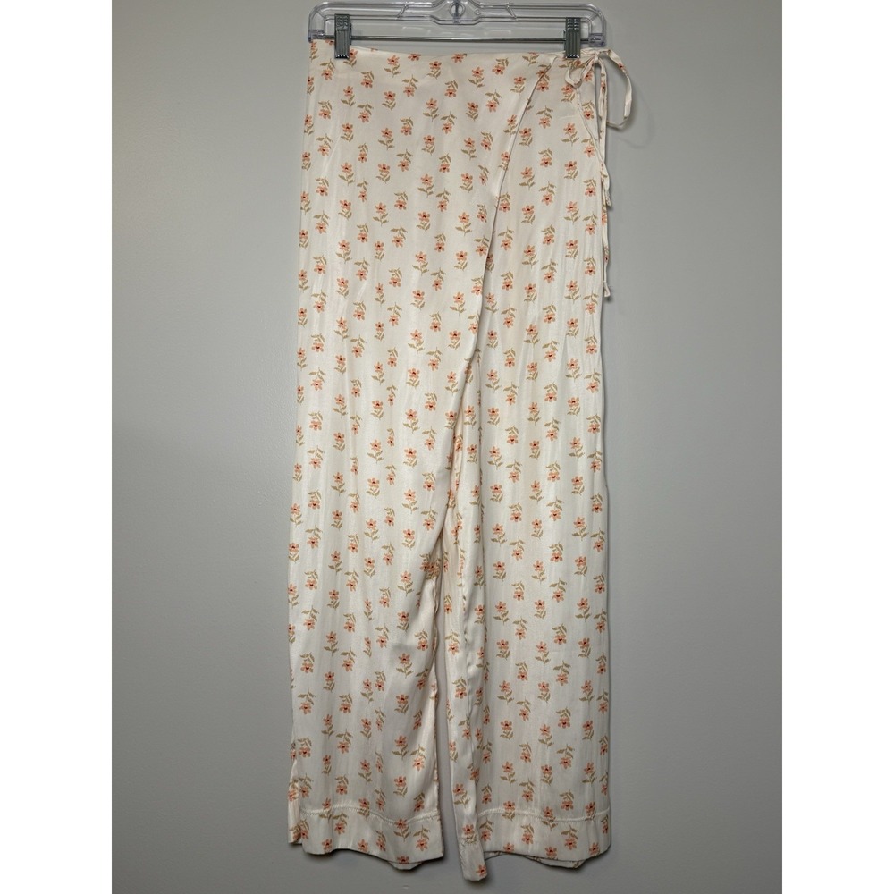 Free People Intimately First Choice Lounge Pant Comfy Wrap-Front Floral Cream XS